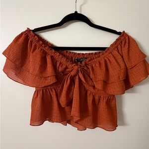 Zara Off-Shoulder Ruffle Blouse - Rust